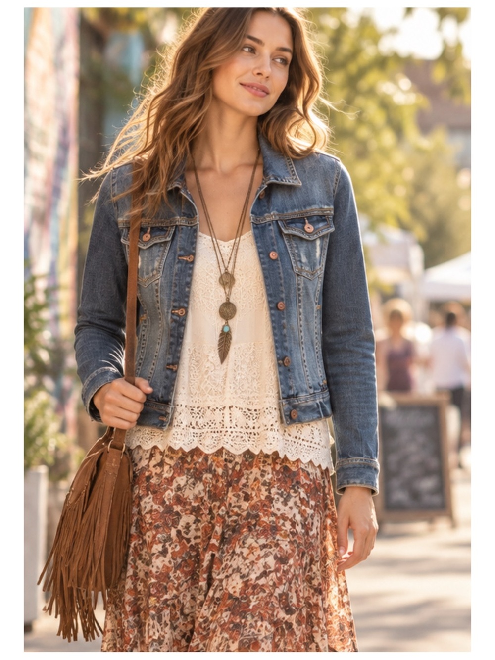 Vintage Aeropostale Stitched Denim Jacket Women’s M Blue Boho